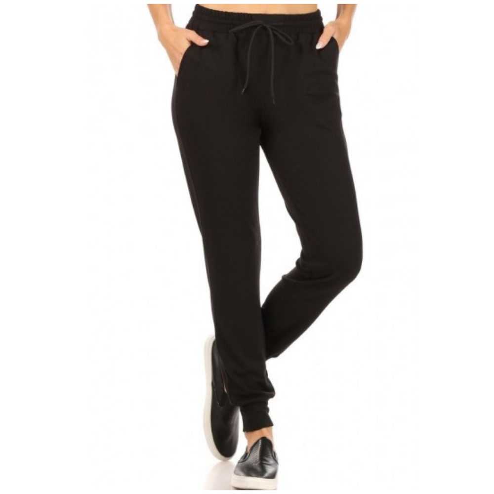 Womens Soft French Terry Joggers Sweatpants With Shoe Lace Tie